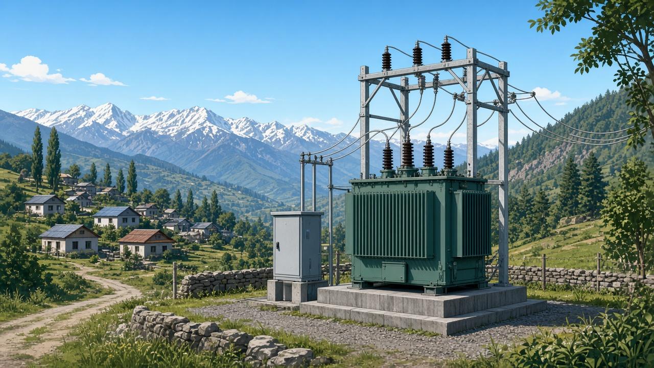Distribution transformer and utility infrastructure at a field site